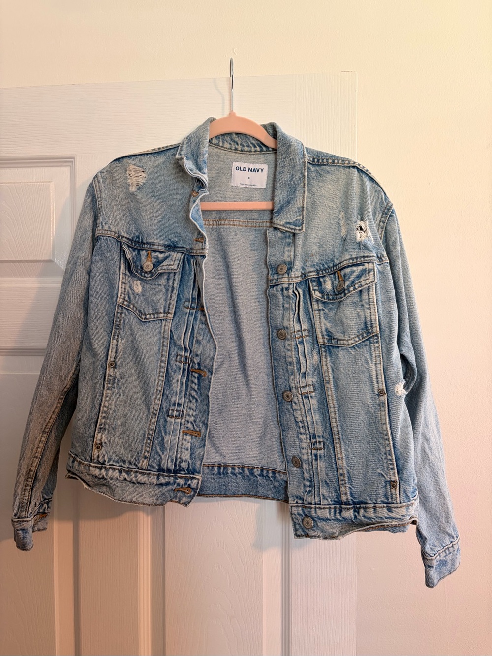Old Navy Light Wash Distressed Denim Jacket - Women's